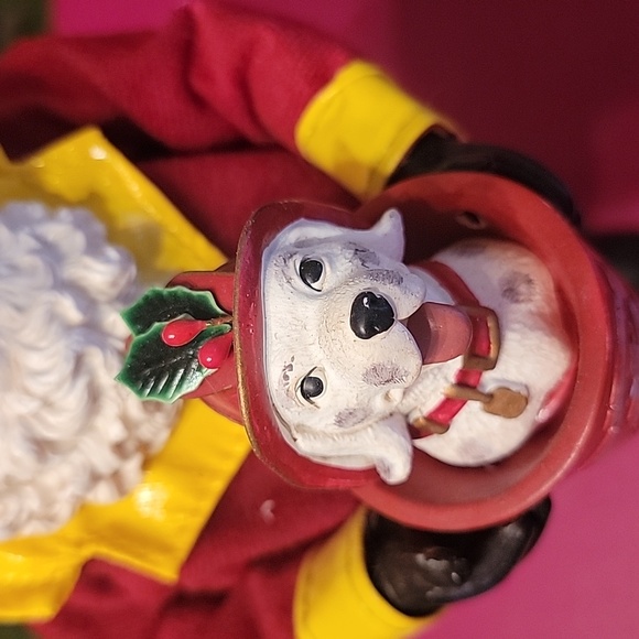 Merry Bright Christmas Santa Fireman with Dalmatian Dog Santa Claus Fire Fighter - Picture 4 of 7